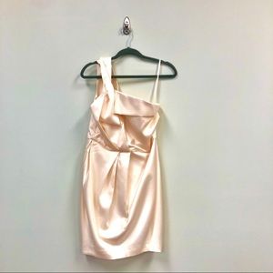NWT Aryn K Peach Champagne One Shoulder Dress